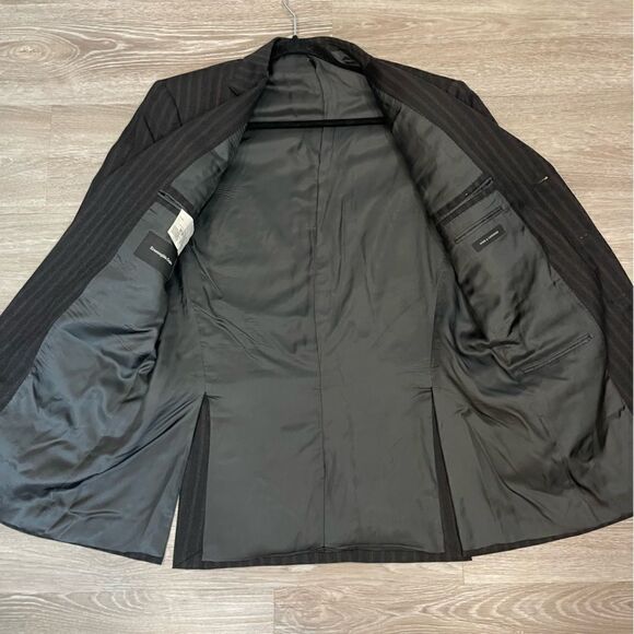 Ermenegildo Zegna Roma Cashmere Wool Black Brown 3-Button Blazer 48R Striped - Picture 3 of 15